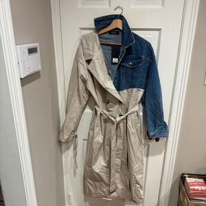 Akira Denim and Beige Trench Coat